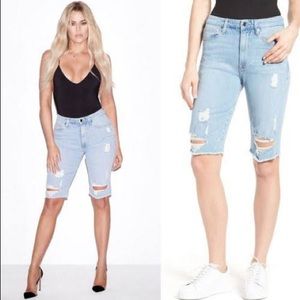 Good American Ripped Bermuda Jean Shorts